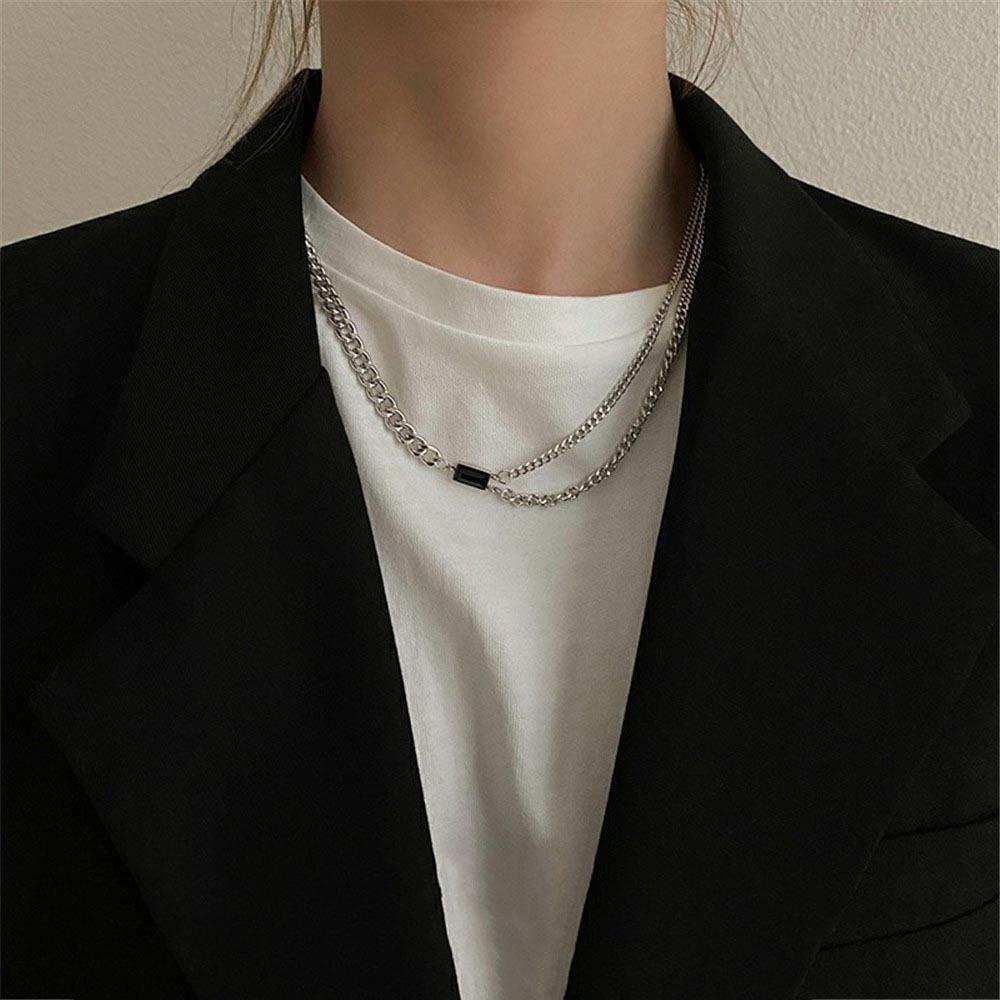 Mxbeauty Liontin Kristal Sweater Rantai Logam Perak Trendi Y2k Kepribadian Punk Kalung Anti Karat