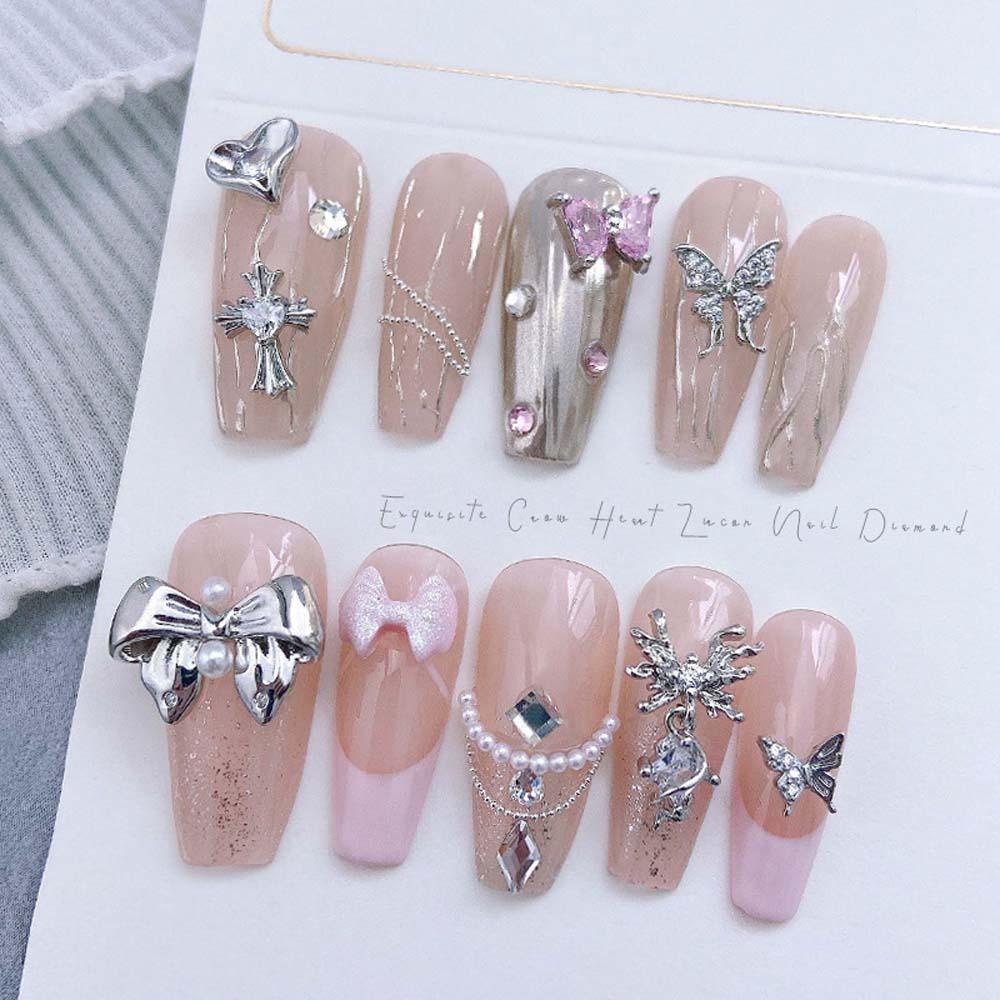 Mxbeauty Dekorasi Nail Art Zirkon Gadis Cinta Hati Liontin Manikur Aksesoris Kristal Nail Art Berlian