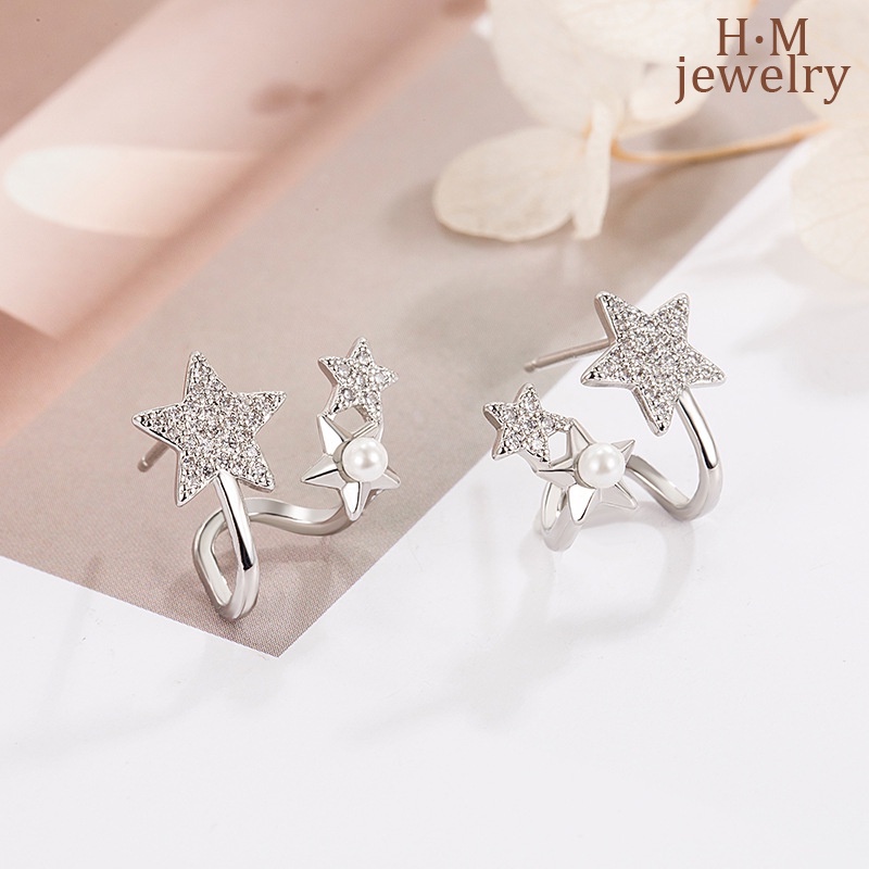 S925 Perak Mutiara Bintang Pejantan Anting2023 Baru Bermutu Tinggi Temperamen Anting