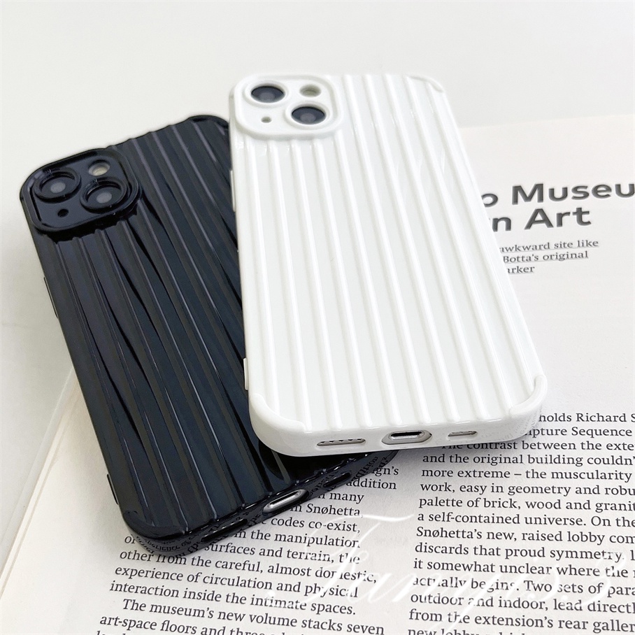 Compatible For IPhone 14 13 12 11 Pro Max X XR Xs Max 8 7 Plus SE 2020 Kompatibel Untuk Bergaris Simple Minimalis Warna Solid Hitam Putih Casing Ponsel TPU Lembut Shockproof Cover Pelindung