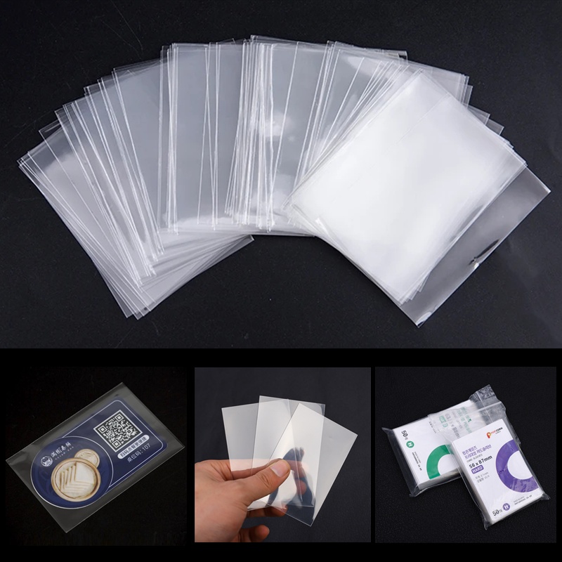 50pcs/set Plastik Pembukaan Kartu Film Pelindung Anti Gores Star Game Cards Cover Transparan Kartu Kredit ID Card Pelindung Lengan Ultra Tipis Tahan Air Tahan Debu