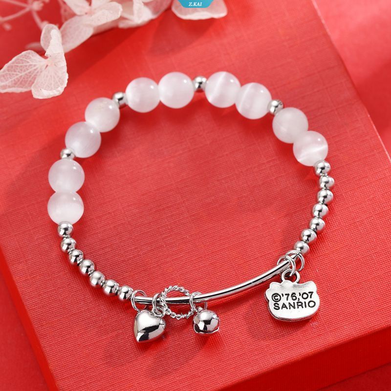 Merancang Gelang Halus HelloKitty Fortune Cat Butterfly Knot Strand Bracelets White Meteorite Colour Bracelet Protection Crystals Jewelry [ZK]