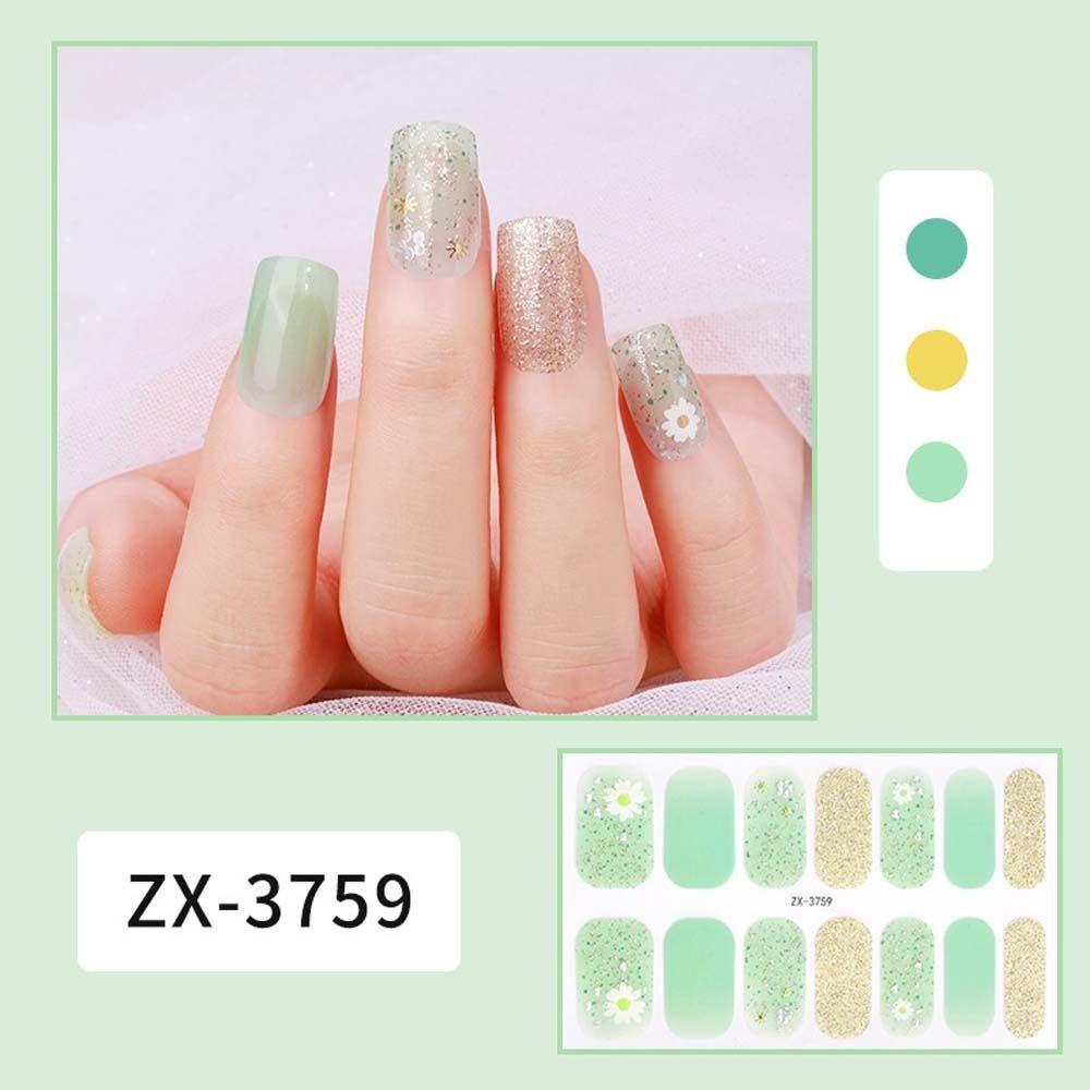 Mxbeauty Stiker Kuku Penuh Fashion Wanita Full Cover Nail Tips 3D Berlian Imitasi Tekan Pada Kuku Dekorasi Kuku