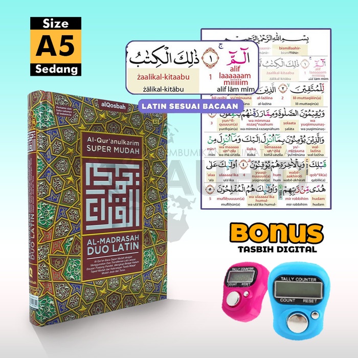 ⭐PROMO BUKU (COD)⭐ Mushaf Alquran Almadrasah Duo Latin Terjemahan Perkata Tajwid Warna A5 - Quran