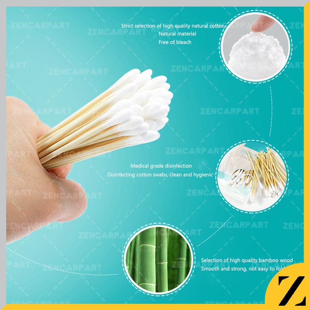 (6ak) Cotton Bud buds Swab Pembersih Korek Kuping telinga bambu kayu Refill Kapas Bamboo 1 pak isi 100pcs 100 pcs