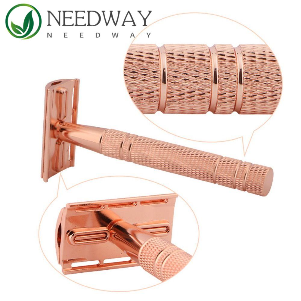 Needway  Double Edge Razor Stainless Steel Wajah Ringan Alat Penghilang Bulu Gagang Pria Alat Cukur Manual