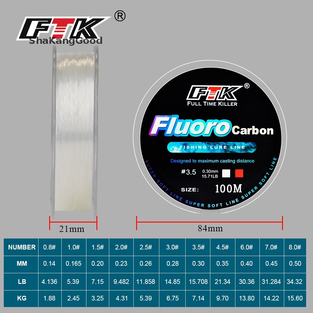 Skid 100M Fluorocarbon Coag Pancing 4.136LB-34.32LB Serat Karbon Monofilamen SKK