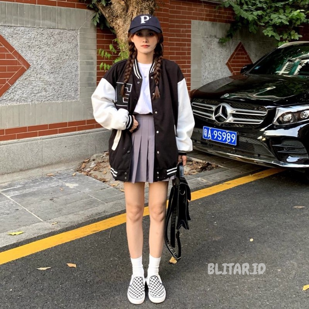 Jaket Bomber Varsity Baseball Vintage Unisex Aesthetic Distro Varcity Jacket Pria Wanita Terbaru Fre