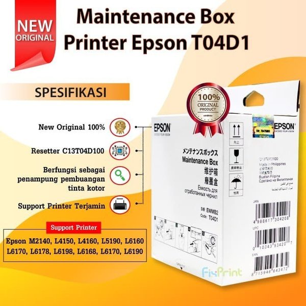 Box Epson T04D1 EWMB2 Maintenance Printer L6160 L6170 L6190 L14150 Ori