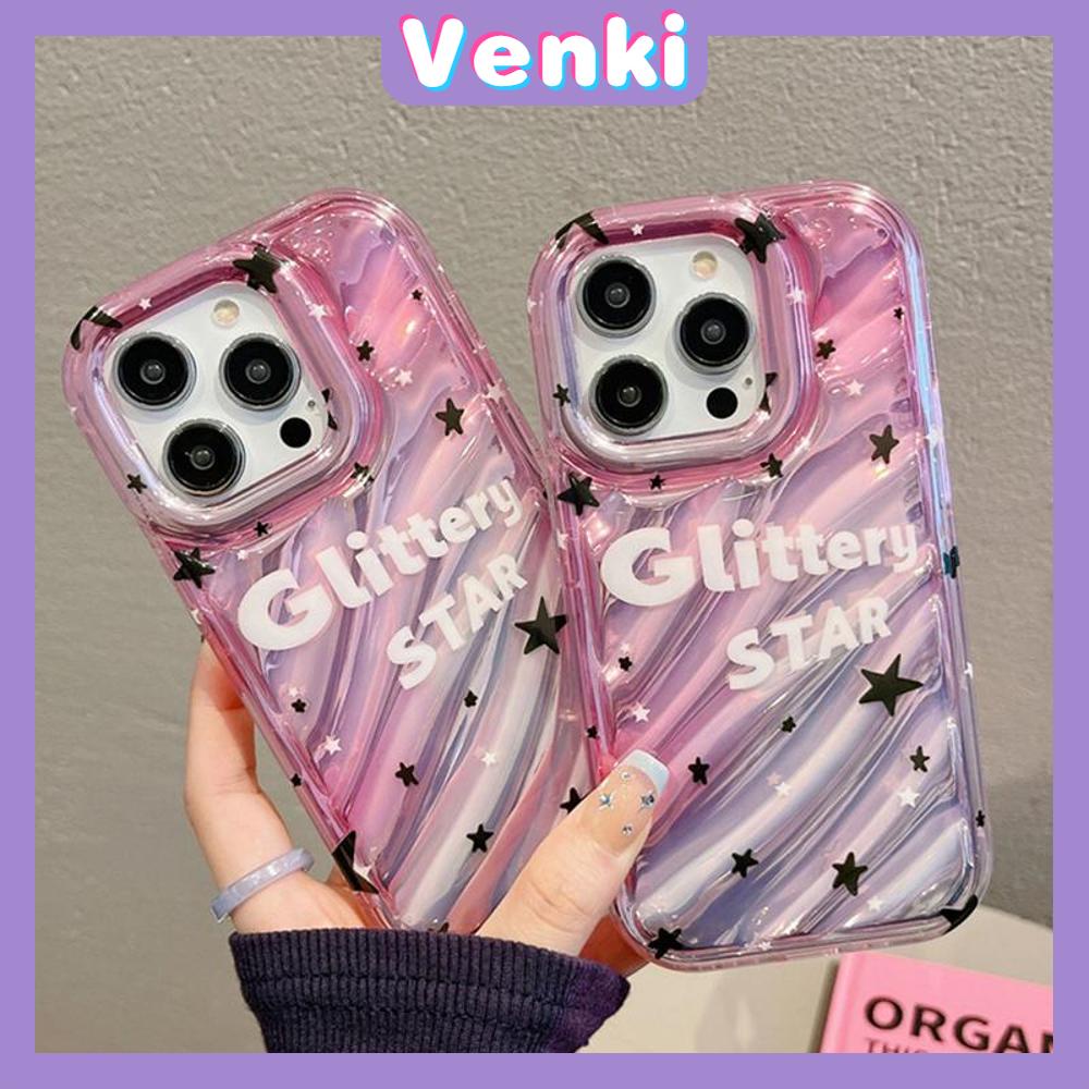 VENKI - For iPhone 11 iPhone Case Laser Reflective Transparent Phone Case TPU Soft Shockproof Airbag Case Protective Camera English Stars Compatible with iPhone 14 13 Pro max 12