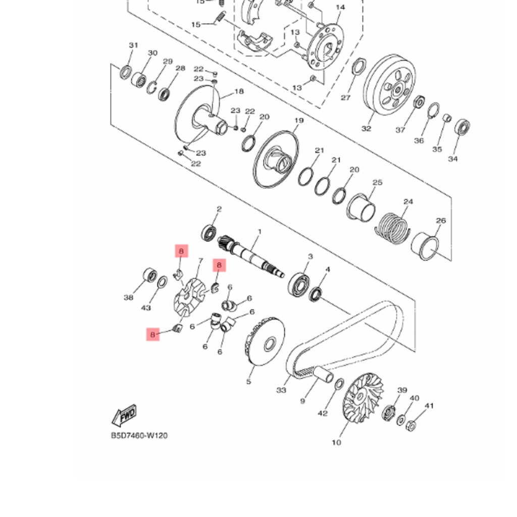 SLIDER KLIP JEPITAN CAM TUTUP ROLLER ROLER FREEGO FREE GO FAZZIO ORIGINAL YGP B5D-E7653-00