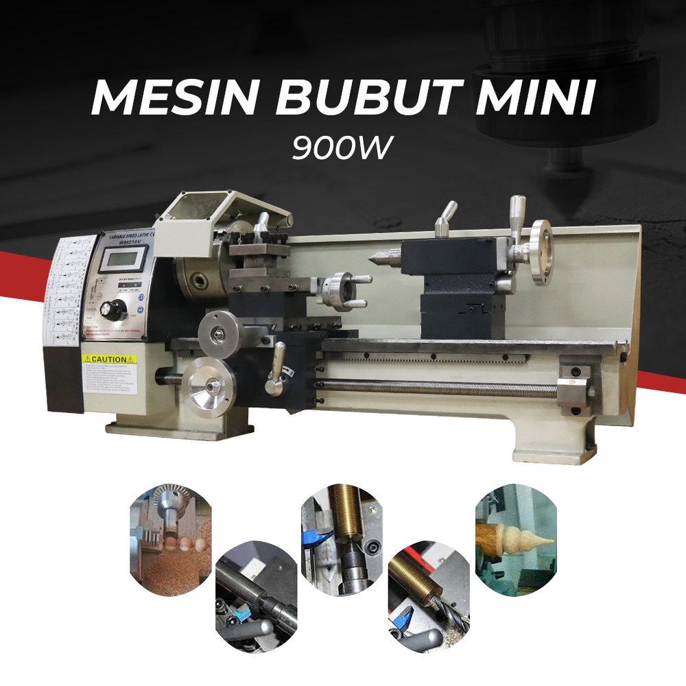 GYX Mesin Bubut Kayu Mini Lathe Beads Woodworking 900W - WM210V - No Color