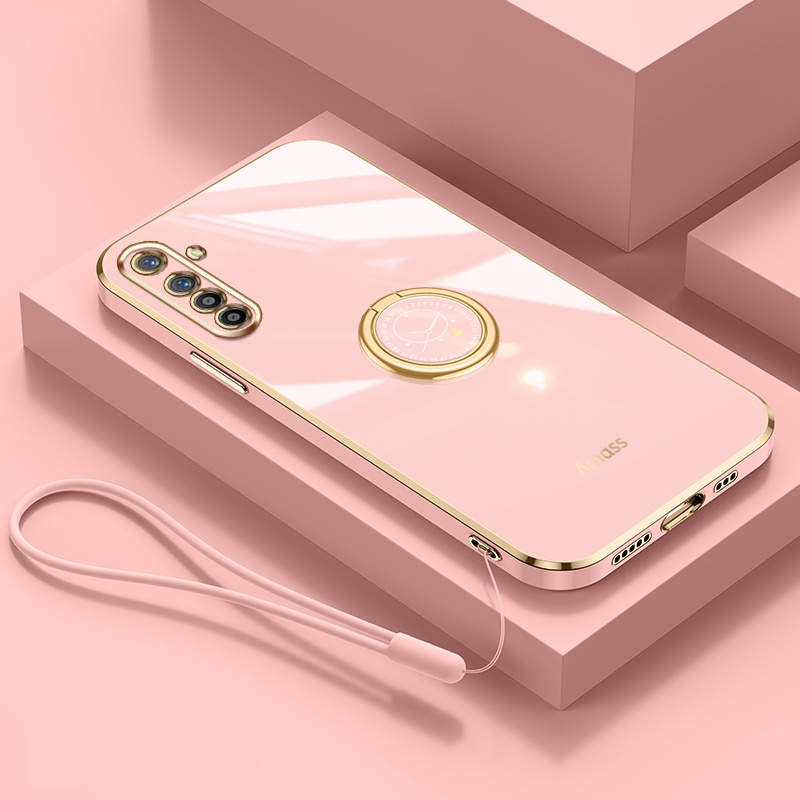 Andyh Casing Ponsel Silikon Ultra Tipis Untuk OPPO Realme XT K5 Deluxe Perlindungan Jatuh Pita Emas Dengan Cincin Jam Dan Lanyard Gratis