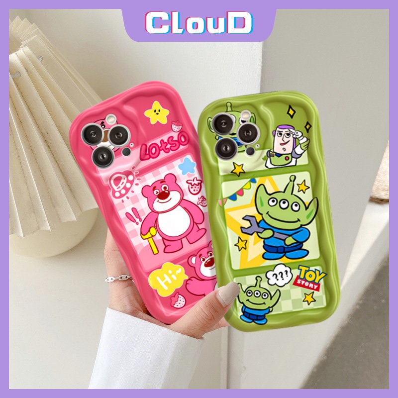 Casing Tepi Melengkung Bergelombang 3D Untuk Realme C55 C25Y C35 C33 C21Y C21 C17 C25 5s 7i 5i 6i 9i 5c3 C30 C20A C12 C31 C11 C15 C20 C25s Cute Strawberry Bear Manyo Kartun Toy Story Soft Cover