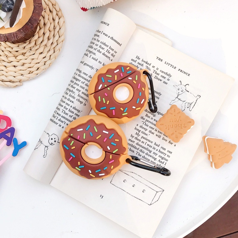 3d Imitasi Dessert Coklat Donat Earphone Bluetooth Anti-Jatuh Pink Case Pelindung Cover Untuk Airpods1 2 3 Pro i12 i10 i11 i9s inpods 12 13 Pro i13 Airpods3 TWS Shell