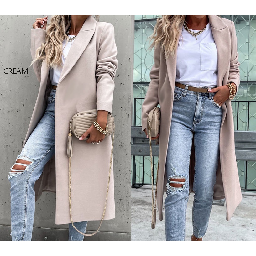 Coat blazer panjang tanpa kantong