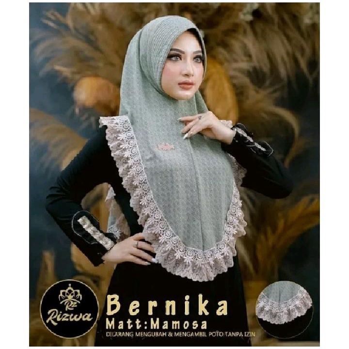 Jilbab Instan Bernika Renda Bahan Jersey Mamosa  By Rizwa