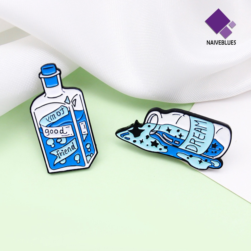 &lt; Naiveblues &gt; Lapel Pin Huruf Drift Ringan Bergaya Botol Bros Pin Pakaian Dekor