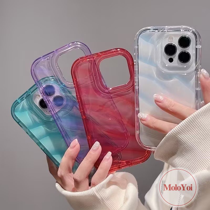 Casing Tahan Guncangan Warna Permen Bening Sederhana Mewah Kompatibel Untuk IPhone 7Plus 6 8 6S 7Plus 11 13 14 12 Pro MAX XR XS X MAX 8Plus SE 2020 Baru 3D Stereo Kreatif Korgasi Cover