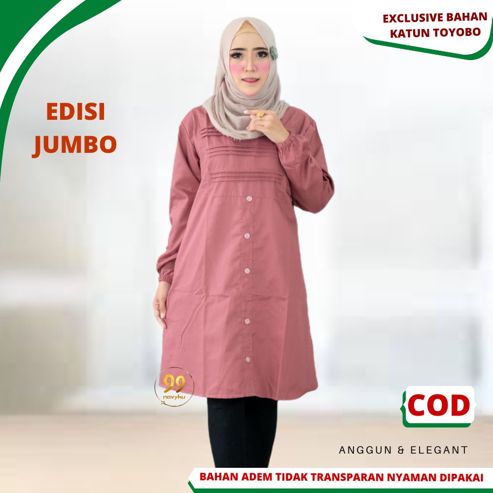 Baju Atasan Tunik Wanita Perempuan JUMBO Ld 120 130 Dewasa Terbaru 2023 Bahan Katun toyobo Premium A