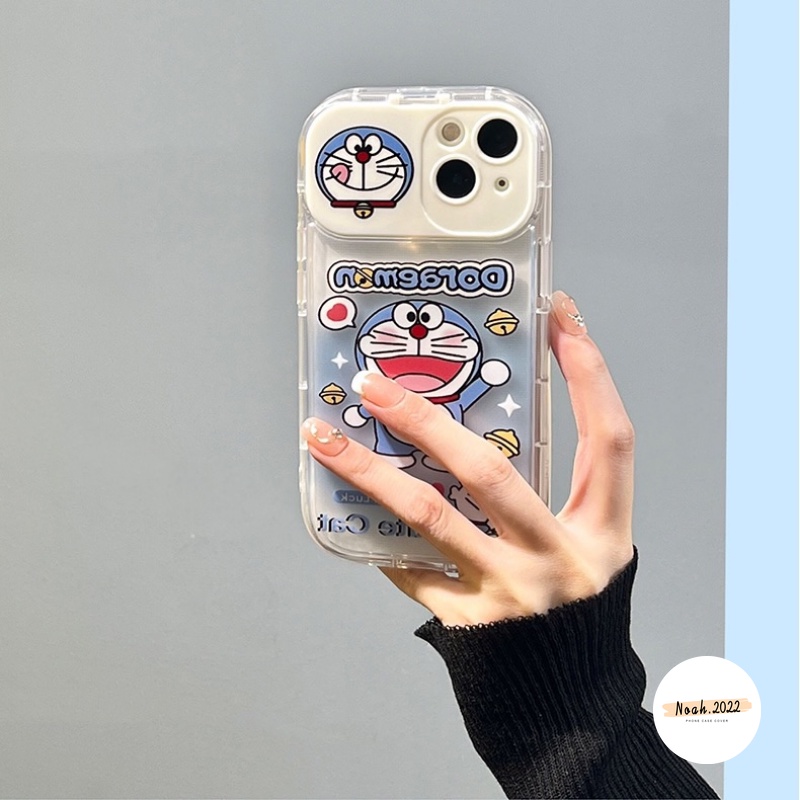 Casing Untuk OPPO A57 A12 A77 A15 A5s A7 A5 A9 A3s A31 A53 A33 2020 A12E A77s A35 A15s A11 A11K Kartun Doraemon Kucing Lucu Kreatif Flip Make Up Cermin Soft Cover