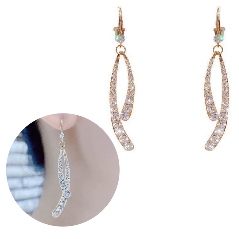 Fashion Mewah Zirkon Pejantan Anting Untuk Wanita Baru Trendi Geometris Busur Cross Fishtail Earring Vintage Pesta Perhiasan Hadiah