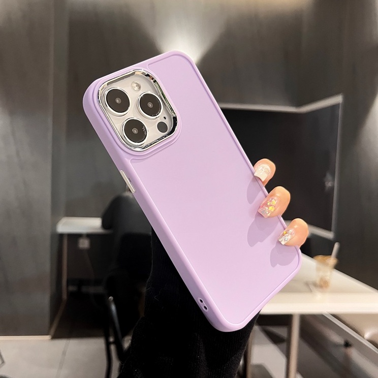 Electroplated Lens Frame Silicone Soft Case IPhone 6S Plus 7 8 14 Plus 7+ 8+ XR XS Max 11 12 13 14 Pro Max SE 2020 Women's Gift Purple Pretty Phone Case