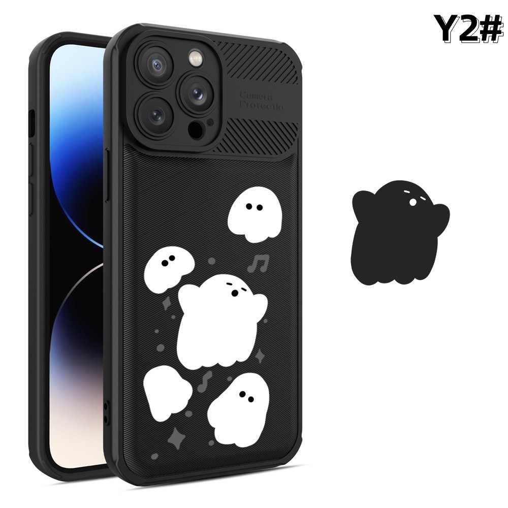 Case Serat Karbon Realme C55 C35 C33 C31 C21Y C25Y Realme10 C25 C25S C15 C12 C3 C2 Realme 5 5i 5S 6i C3 Narzo 50A Prime Lucu Cute Ghost Cross Grain Phone Case Cover