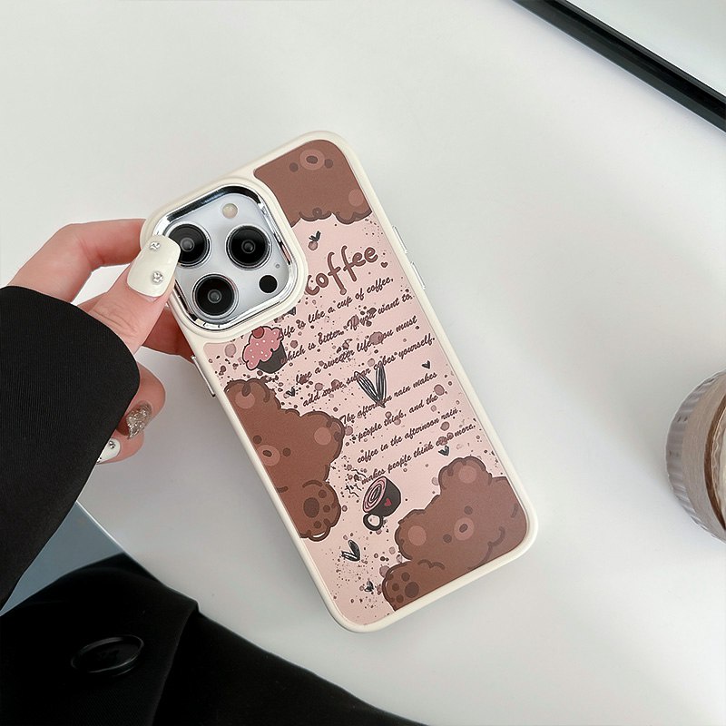 Brown Coffee Bear Soft Silicon Case HP iP iPhone 12 13 14 Pro Max 11 Girl Woman FTD Casing Apple