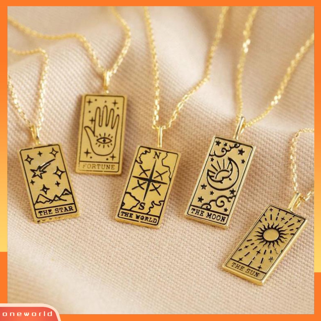 [ONE] Kalung Indah Rantai Leher Unisex Bentuk Tarot Alloy Adjustable Untuk Penggunaan Sehari-Hari