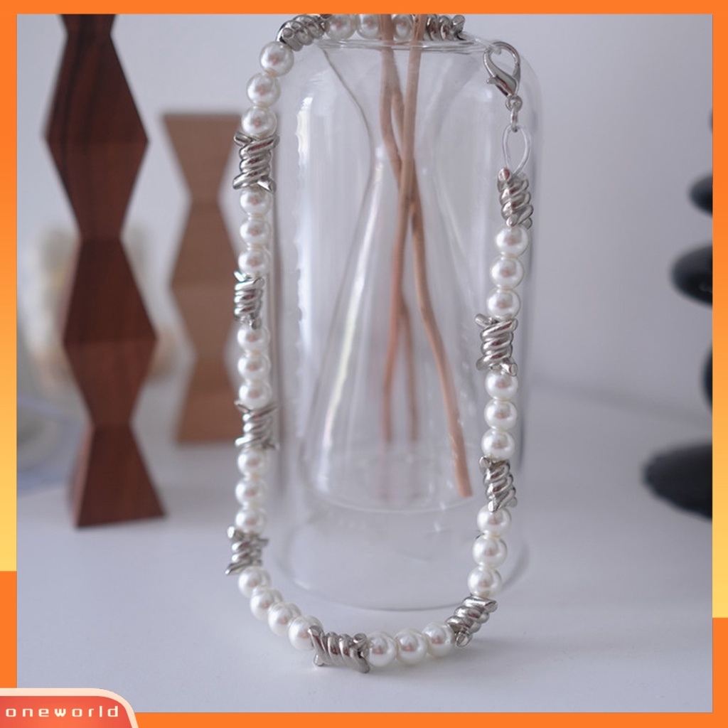 [ONE] Kalung Pasangan Eye-catching Anti Luntur Alloy Shiny Imitasi Pearl Stylish Necklace Untuk Wanita