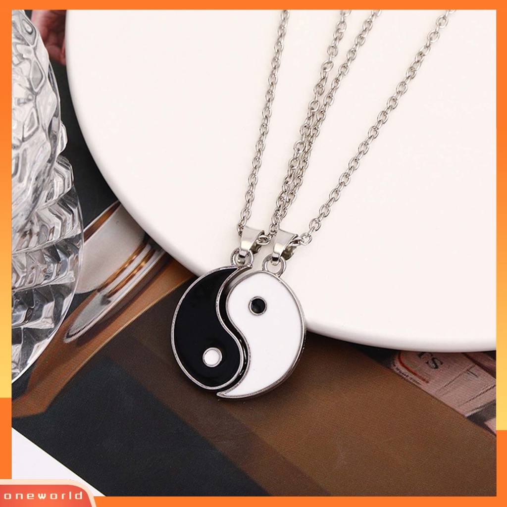[ONE] 2pcs/set Kalung Rantai Tai Chi Liontin Pasangan Memorial Stainless Untuk Hadiah