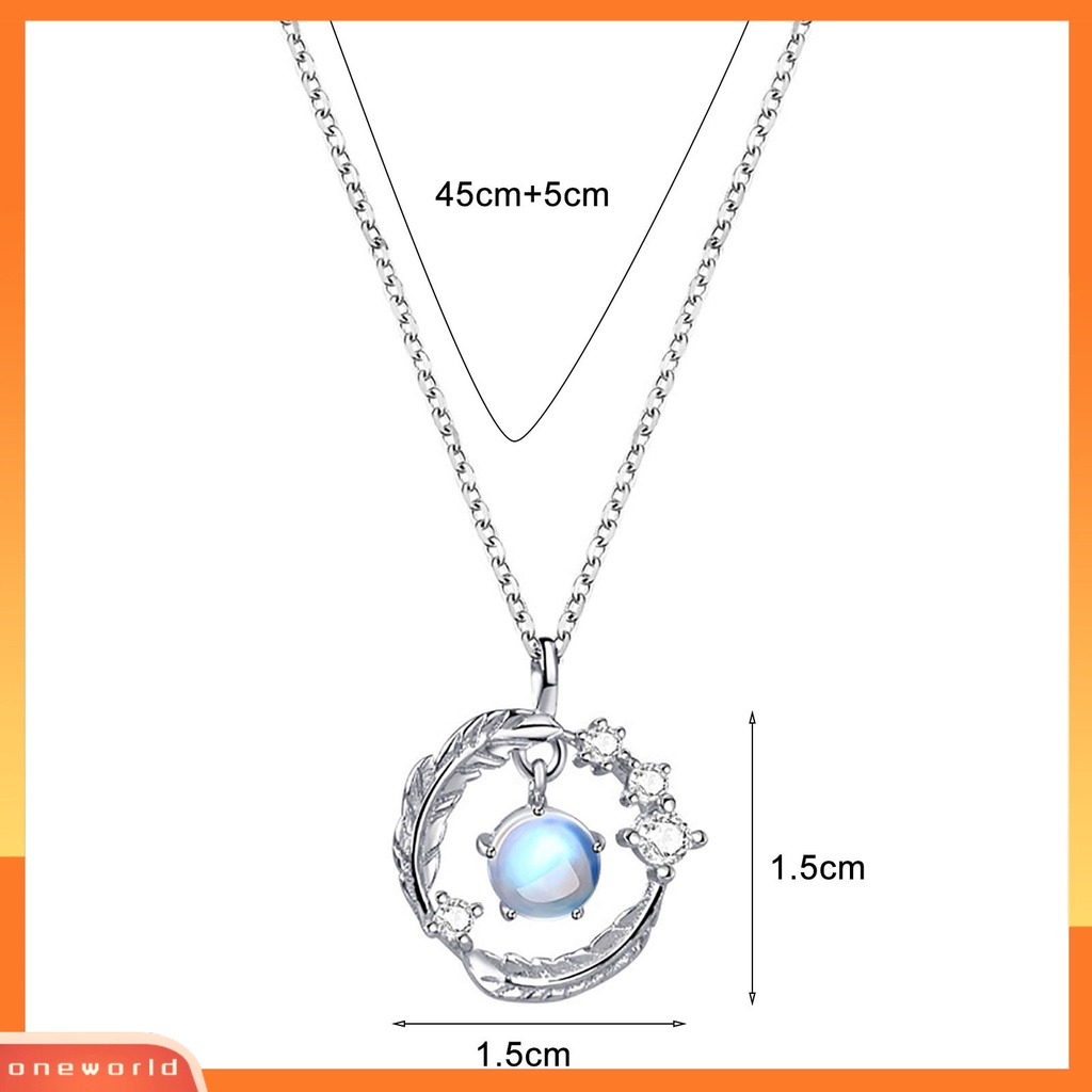 [ONE] Kalung Wanita Desain Sayap Moonstone Perhiasan Tahan Aus Liontin Necklace Untuk Pesta