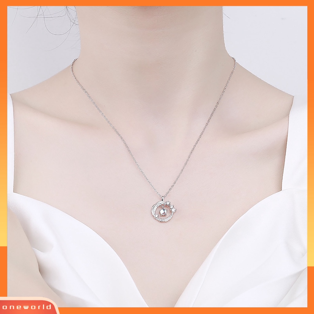 [ONE] Kalung Wanita Desain Sayap Moonstone Perhiasan Tahan Aus Liontin Necklace Untuk Pesta