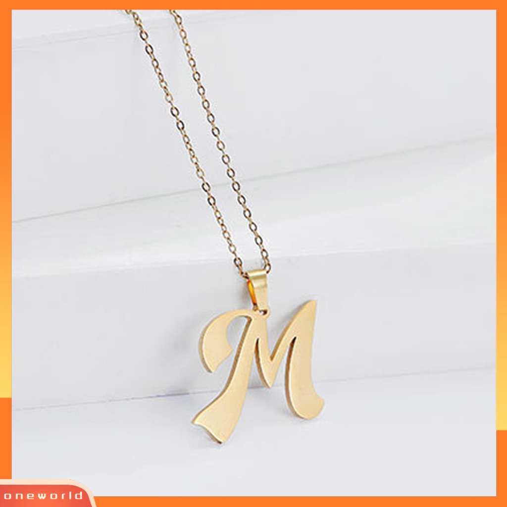 [ONE] Liontin Kalung Cursive 26huruf Perhiasan Simple Bright Luster Kalung Pasangan Untuk Pakaian Sehari-Hari