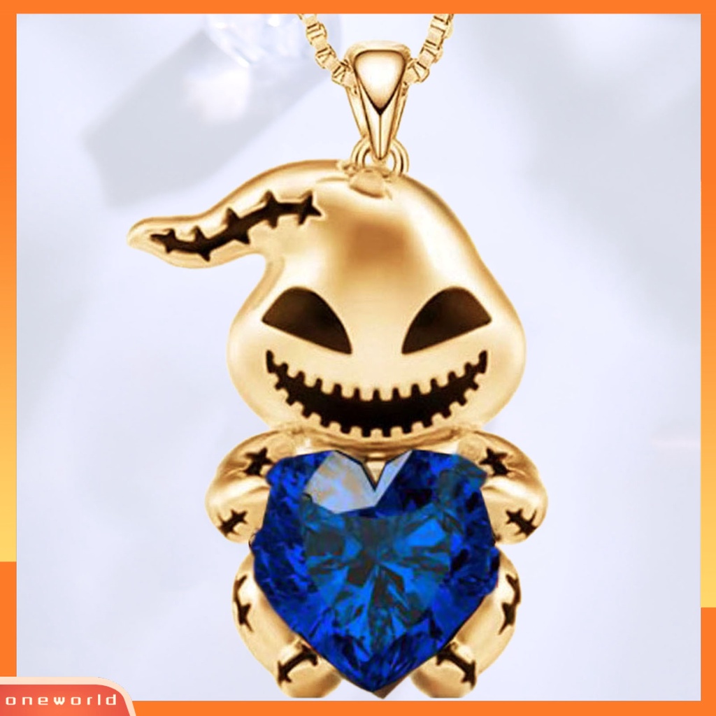 [ONE] Wanita Pria Kalung Berlian Imitasi Mengkilap Bentuk Hati Patch Dekorasi Adjustable Leher Rantai Neck Dekorasi