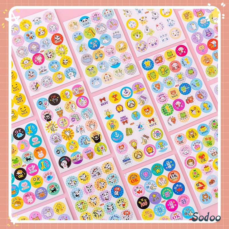 

Cartoon Reward Stickers Animals Praise Label Stationery Sticker Mother Teacher Award Classic Toys School Supplies Kids Photo Album Decor - SO