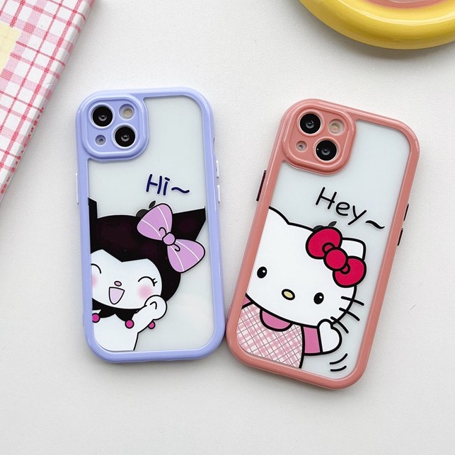 All New Cream Non-slip Camera Protect Soft Case IPhone X XR XS Max 11 12 13 14 Pro Max Women Girl Pretty Cute Kuromi Sanrio Melody Cartoon Phone Case Purple