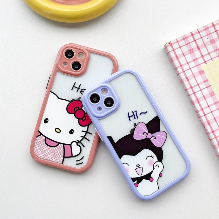 All New Cream Non-slip Camera Protect Soft Case IPhone X XR XS Max 11 12 13 14 Pro Max Women Girl Pretty Cute Kuromi Sanrio Melody Cartoon Phone Case Purple