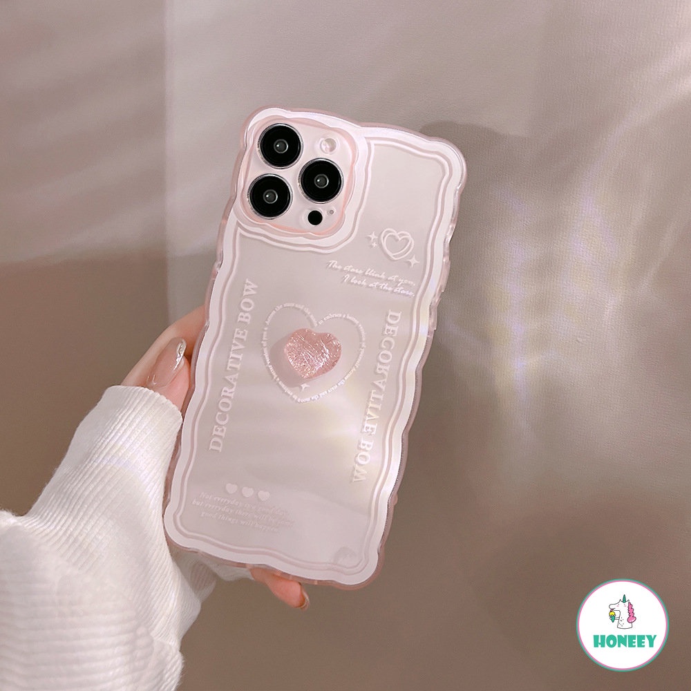 IPHONE Casing Ponsel 3D Love Heart Transparan Shockproof Lucu Untuk Iphone11 12 13 14 Pro Max X XR Xs7 8 Plus Soft TPU Cover