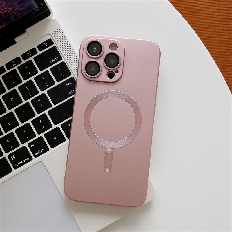 IPHONE Tpu soft shell drop-proof Casing Pelindung Untuk Iphone11 13 14 12 Pro MAX X XS XR XS MAX Casing Pengisian Magnetik Warna solid Minimalis Casing Ponsel Pelindung Lensa case