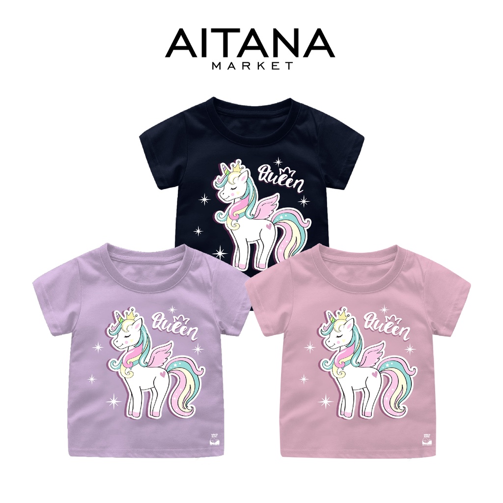 Baju Kaos Queen Unicorn Series Usia 6 Bulan - 8 Tahun Bahan Katun Combed Premium