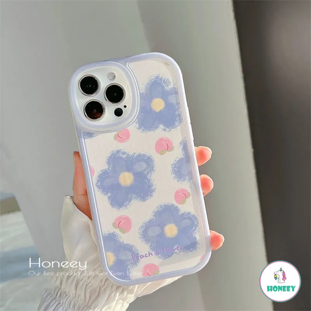 IPHONE Fashion Biru Musim Panas Floral Phone Case Untuk Iphone14 13 11 12 Pro Max Xs7 8 Plus X XR Round Edge Cute Flower Lembut Silicon Shockproof Cover