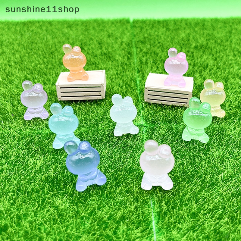 Sho 5PCS Luminous Rabbit Kartun Resin Dekorasi DIY Miniatur Hadiah Mobil Ornamen N