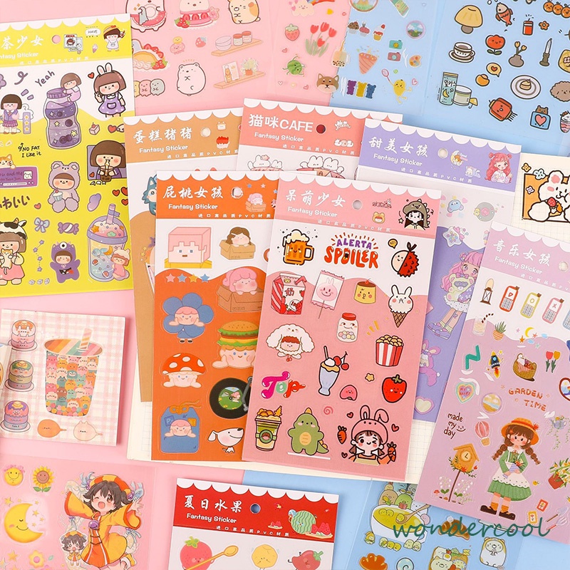 6pc Stiker Cute Cartun Lucu Food Pet Diy Diary Jurnal Palnner Deco Hias-Won