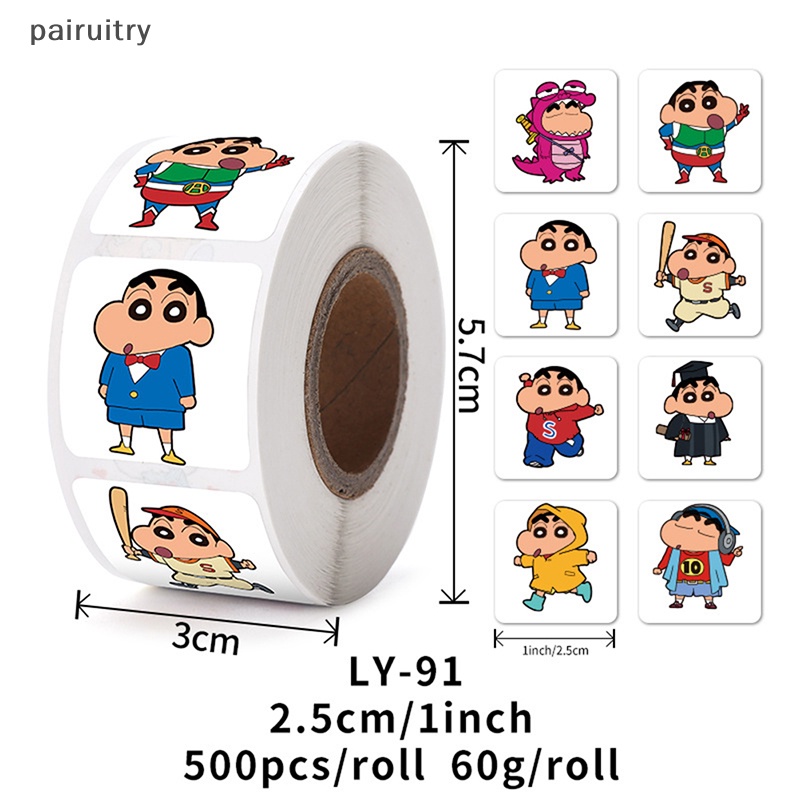 Prt500/pcs Crayon Shin-chan Sealing Sticker Lucu Kartun Hadiah Anak Dorongan Stiker Hadiah Anak Decor Perlengkapan Guru PRT