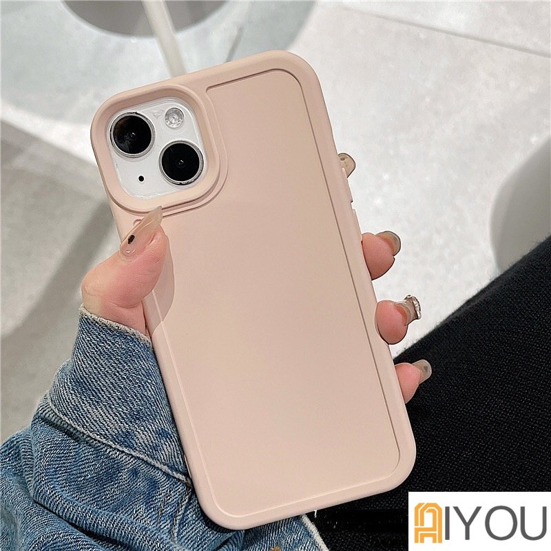 IPHONE Casing Ponsel Silikon Cair Warna Permen Kompatibel Untuk Iphone14 13 12 11 Pro Max X XR 8 7 Plus Halus Ultra Hybrid Lembut TPU Back Cover