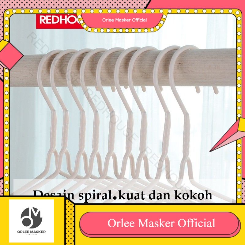 HANGER KAWAT TEBAL ANAK EKSKLUSIF redhouse 1 pak (10 pcs) / GANTUNGAN BAJU ANAK 1 PAK (10 PCS) KAWAT LAPIS PLASTIK (KODE 755) REDHOUSE