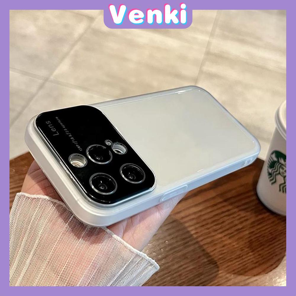 VENKI - Casing iPhone Tampilan Besar Soft Case TPU Akrilik Perlindungan Kamera Casing Bening Bisnis Mewah Hitam Merah Muda Putih Kompatibel dengan iPhone 14 Pro Max 13 Pro Max 12 Pro Max 11 Pro