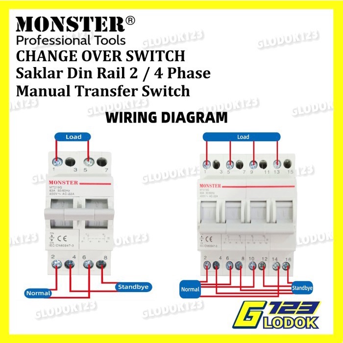 COS Change Over Switch Ohm Saklar Din Rail Model MCB 1 2 3 4 Phase